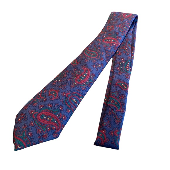 Drakes Made In London Paisley Print Wool Necktie - Picture 2 of 7